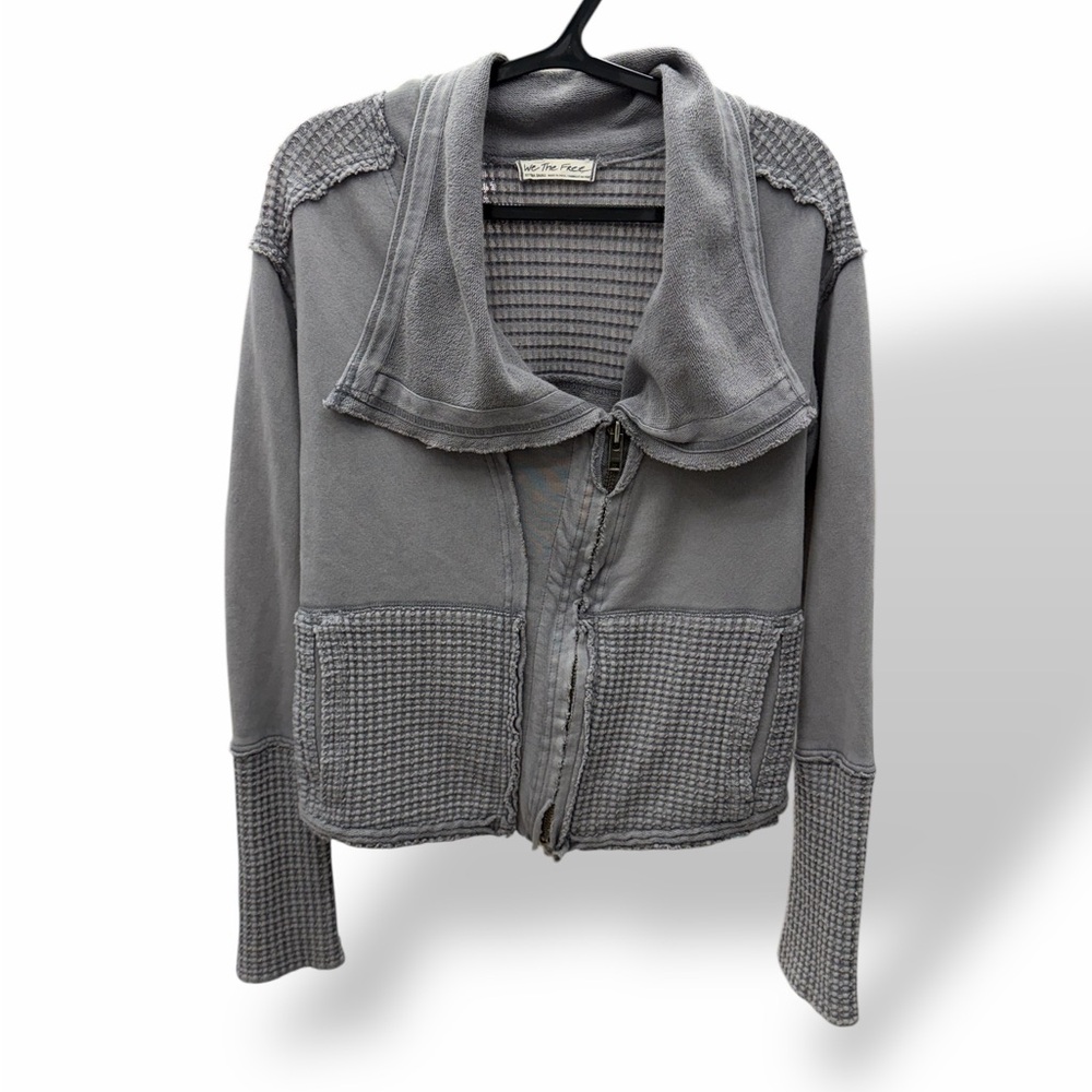 We The Free Women's Gray Textured Knit Bomber Jacket - Picture 1 of 3
